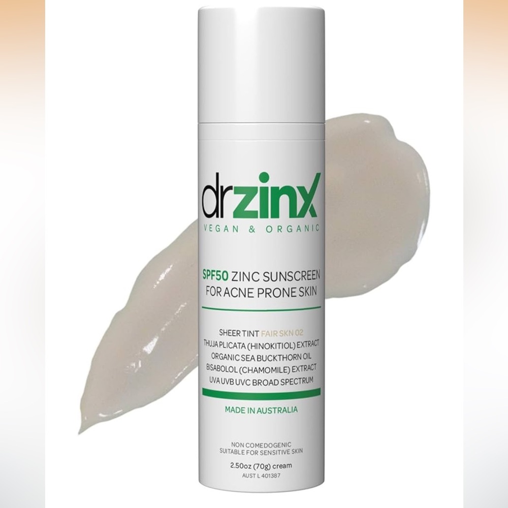 SPF50 Zinc Sunscreen for Acne Prone Skin - White